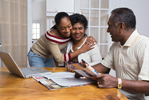 parents talking to daughter