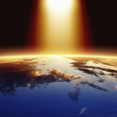 light shining down on the earth