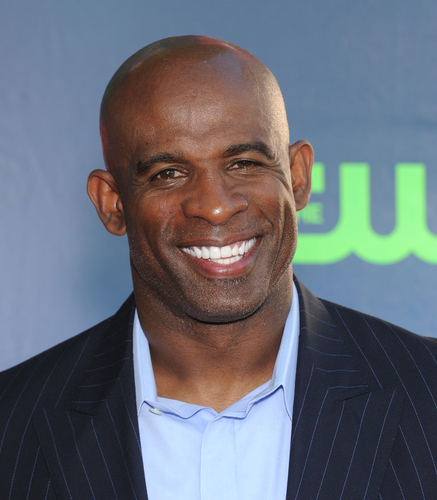 Deion Sanders arrives to the CBS-CW-Showtime Summer TCA Press Tour.