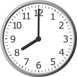analog clock showing 8:00