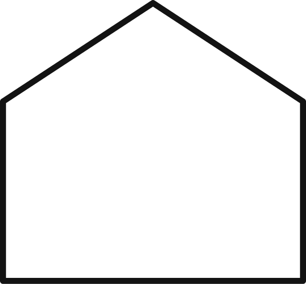 A 5 sided pentagon shaped like a house.