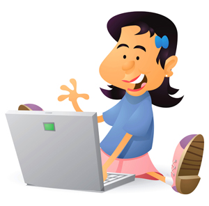 girl using computer