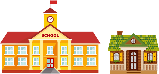 School house and brick house