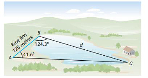 lake with triangle to show distance swam