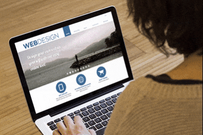 Animation showing the dimensions of a webpage mockup.