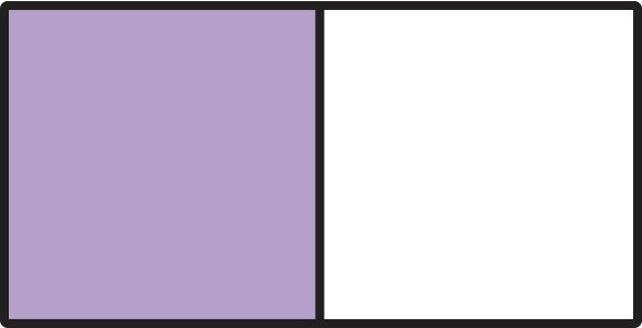 Rectangle with 1/2 parts filled in.