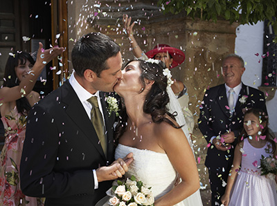 Bride and Groom Kissing