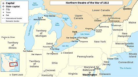 By Anglo_American_War_1812_Locations_map-fr.svg: Sémhur derivative work: P. S. Burton (Anglo_American_War_1812_Locations_map-fr.svg) [CC BY-SA 3.0 (http://creativecommons.org/licenses/by-sa/3.0),via Wikimedia Commons