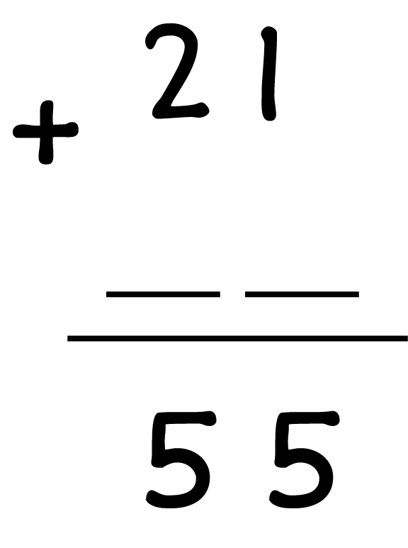 21 + _ _ = 55