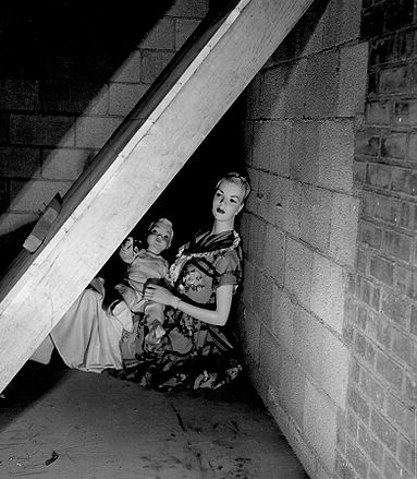 Makeshift bomb shelter.