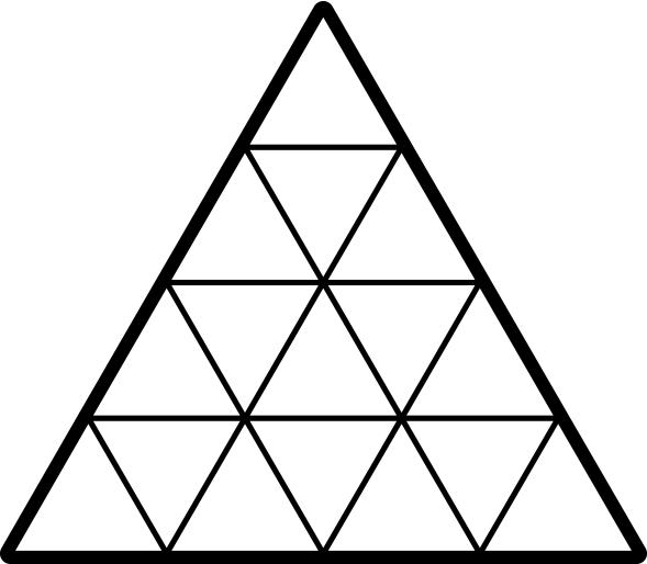 triangle partitioned into 16 equal parts