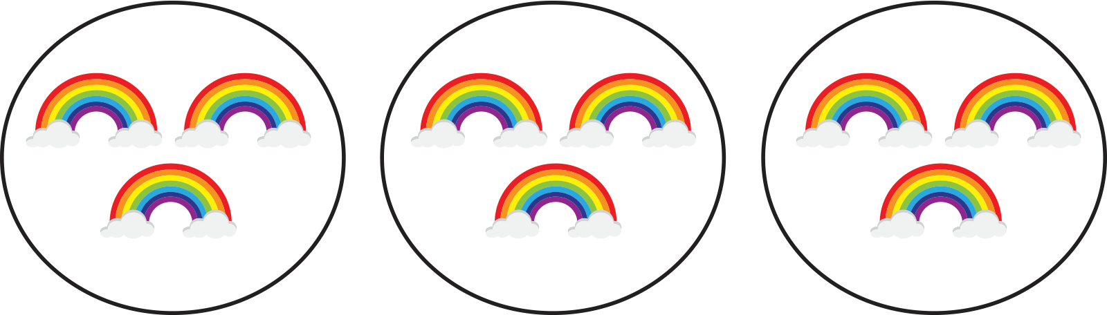 three groups of three