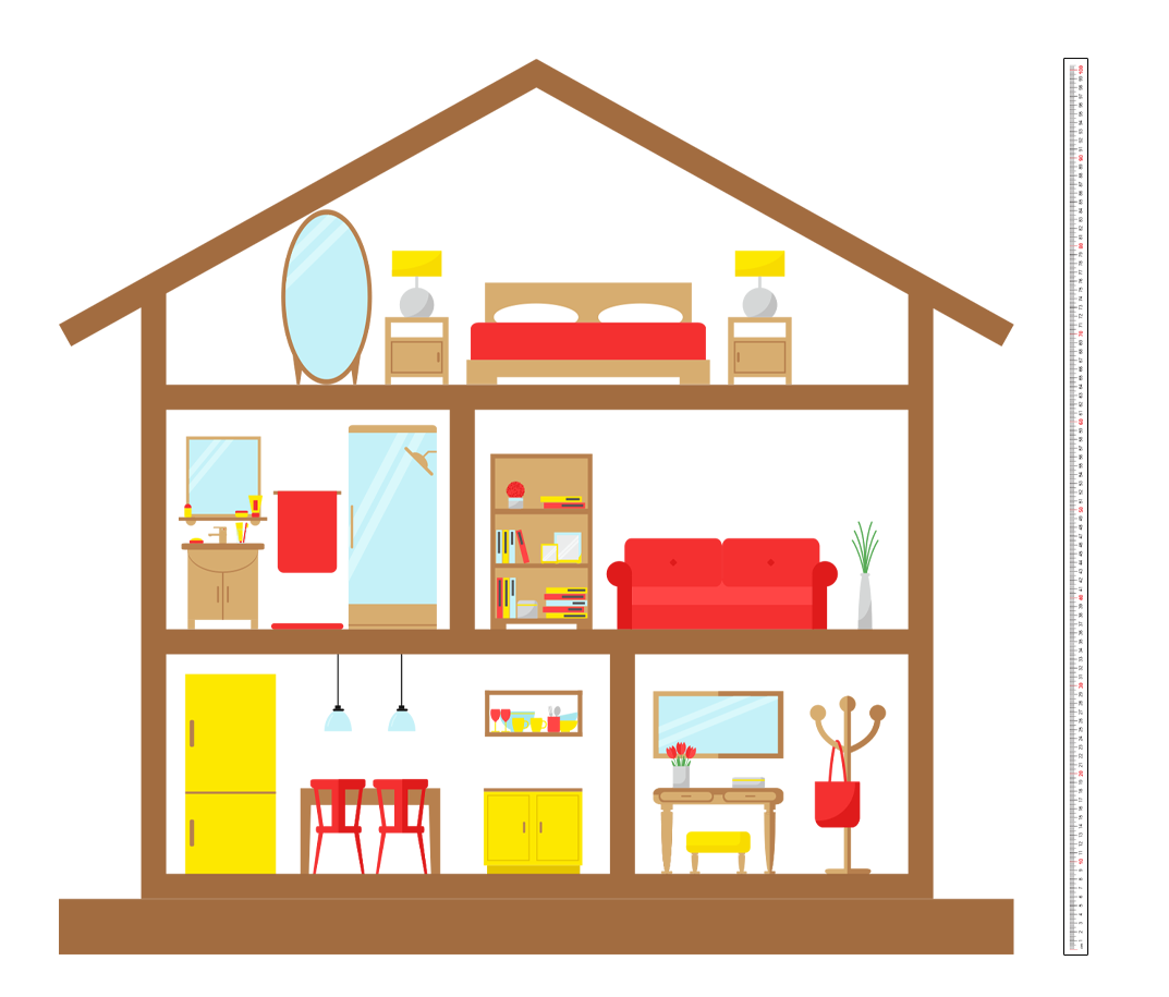 doll house next to meter stick