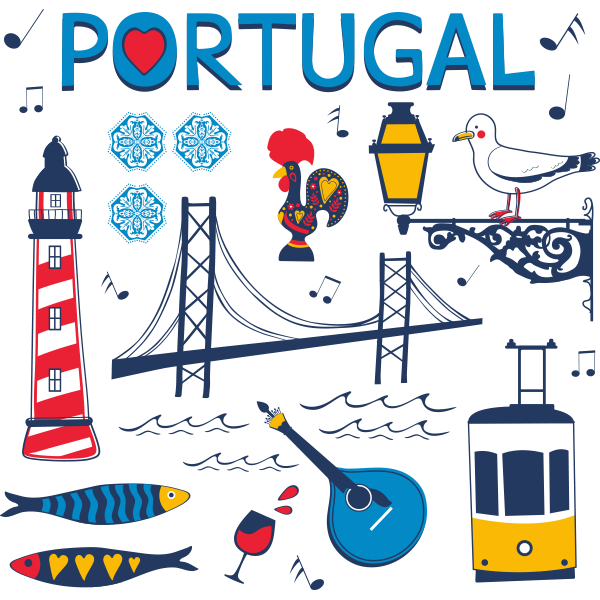 Stylish collection of typical Portuguese icons.
