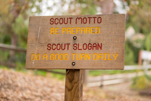 Scout motto: Be prepared.
