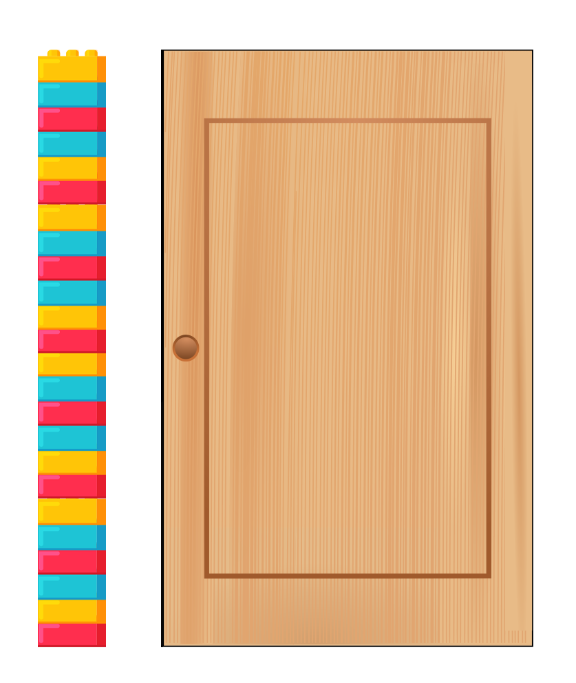 stacking bricks next to kitchen counter