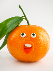 orange with googley eyes