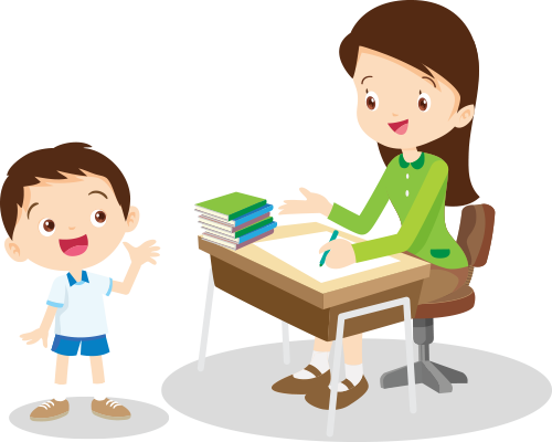 student talking to teacher