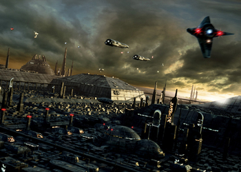 Science fiction space scene made with cgi