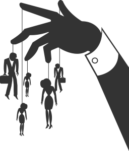 Silhouette of the hand that controls