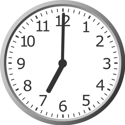 analog clock showing 7:00