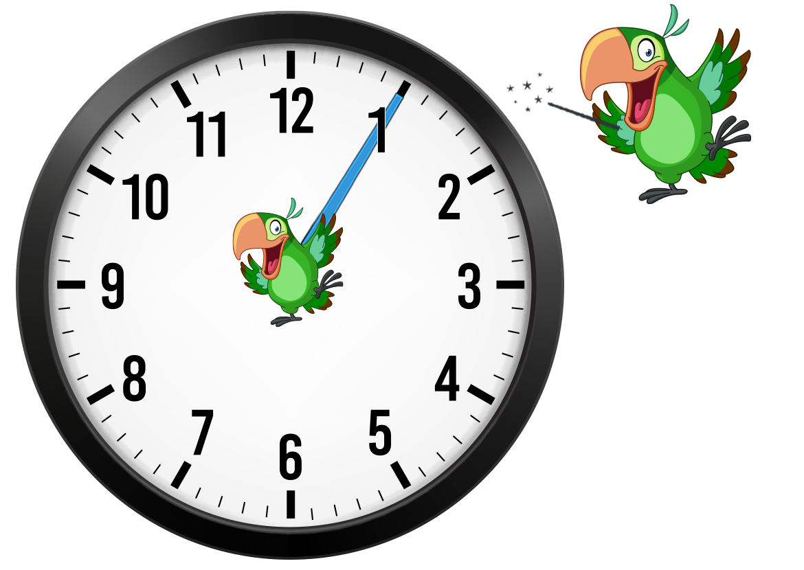 clock with minute hand on 1