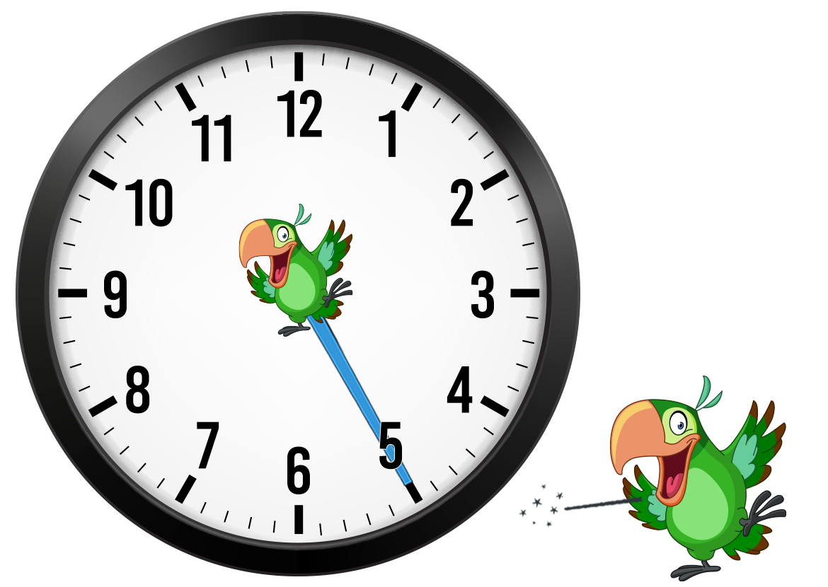 clock with minute hand on 5