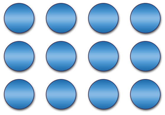 an array of 12 dots