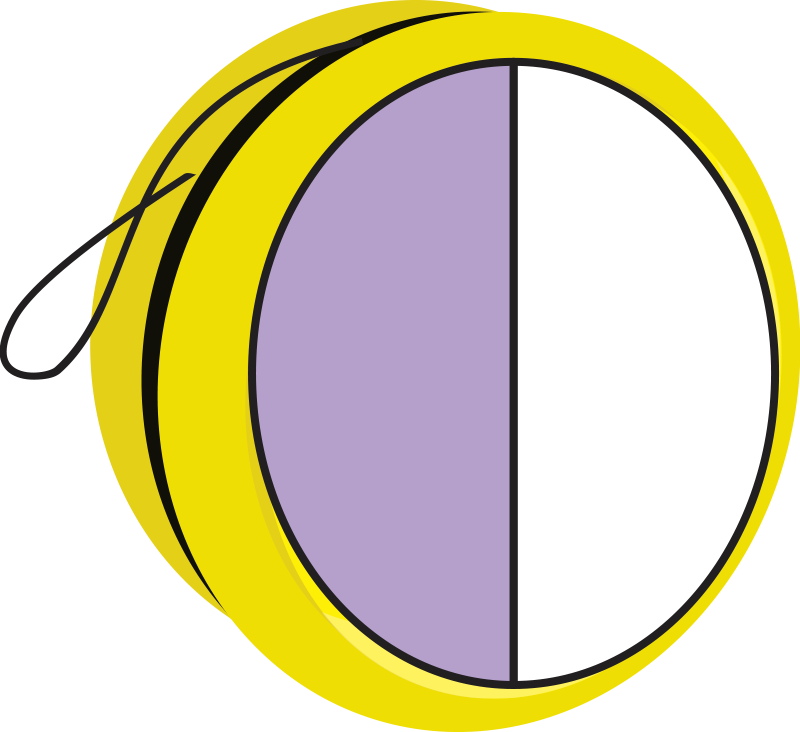 Yo-yo with 2 equal parts and 1 parts are filled in.