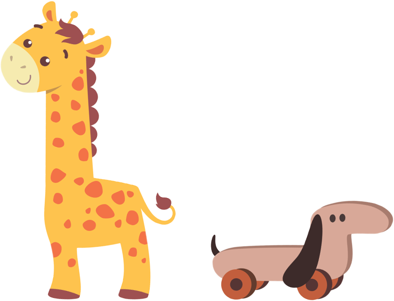 toy dog and giraffe