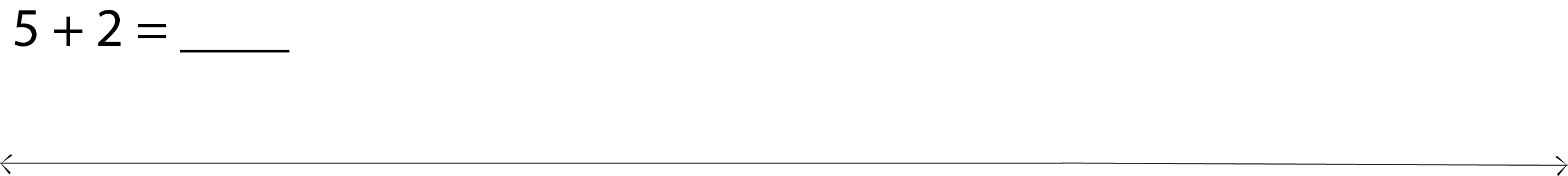 5 + 2 = ___. Open number line beneath.