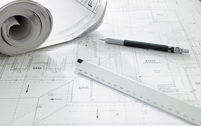 blueprint, pencil, ruler