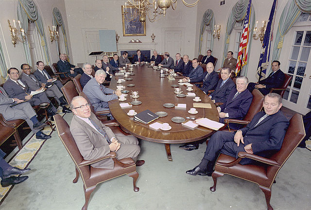 President Richard Nixon poses with his cabinet in 1971