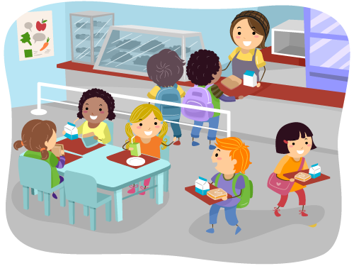 kids in lunch line