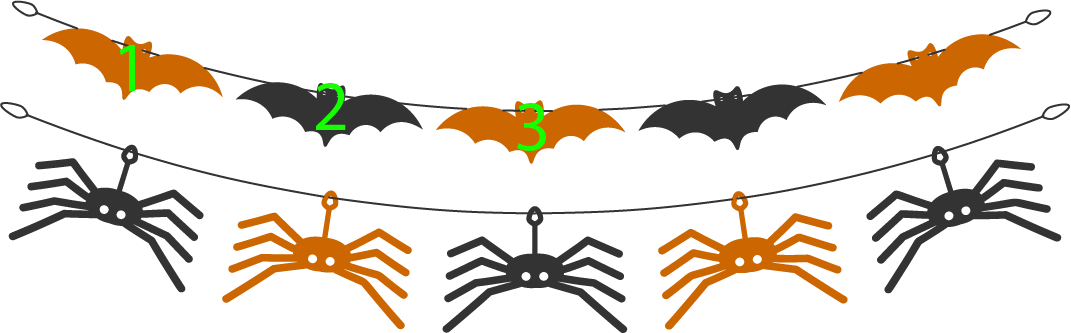 10 halloween decorations: Counting 1, 2, 3