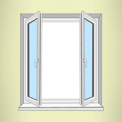 Window with blue glass.