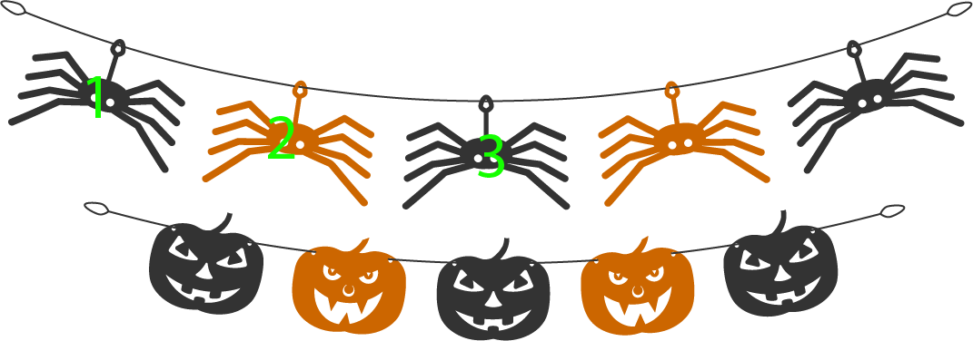 10 halloween decorations: Counting 1, 2, 3