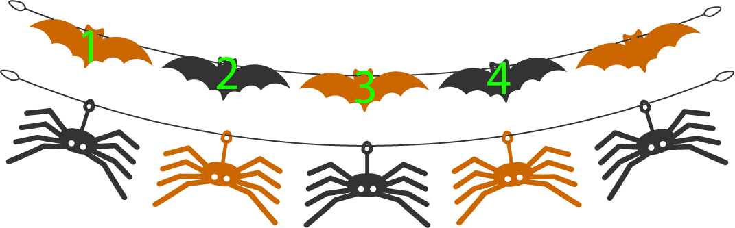 10 halloween decorations: Counting 1, 2, 3, 4