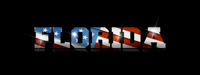 Florida with American Flag inside of letters.