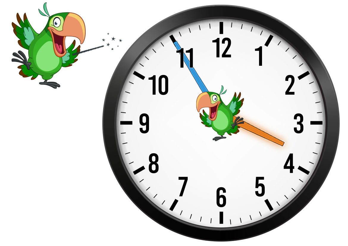 clock with hour hand on the 3 and minute hand on the 11