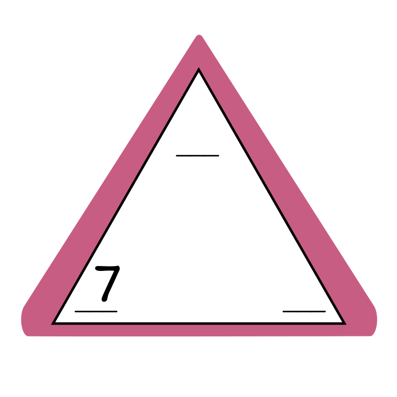 fact family triangle - top: blank, bottom left: 7, bottom right: blank