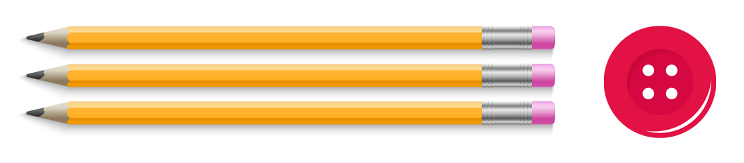 three pencils next to a button