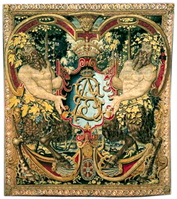 Tapestry with the royal monogram S.A.