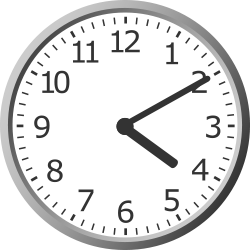 analog clock showing 4:10