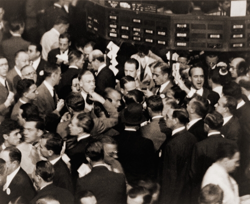 Stock traders on the floor of the New York Stock Exchange in 1936. 