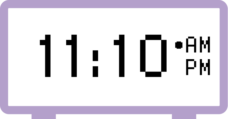 digital clock displaying 11:10 a.m.