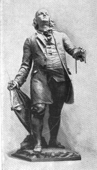 statue of Benjamin Franklin with kite