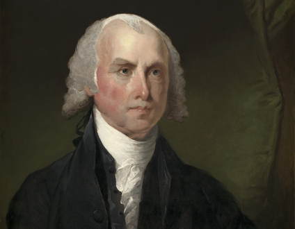 James Madison, by Gilbert Stuart , 1821, American painting, oil on canvas. Colonel George Gibbs, Rhode Island, commissioned Stuart to paint five American Presidents in the 1820s.