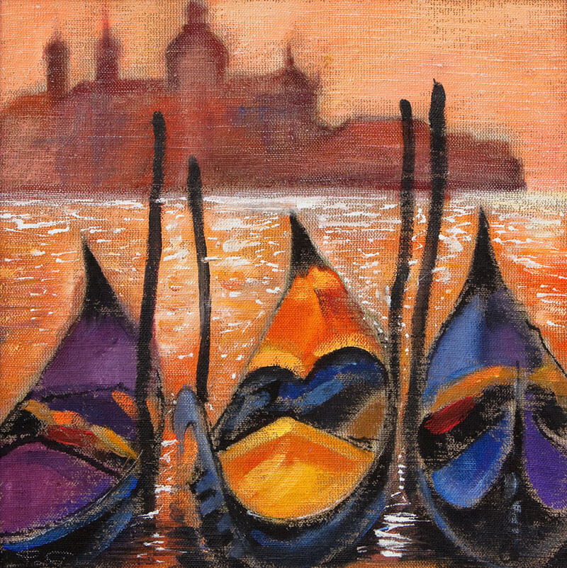 Painted image of 3 boats.