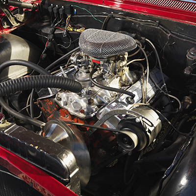 engine in hot rod car